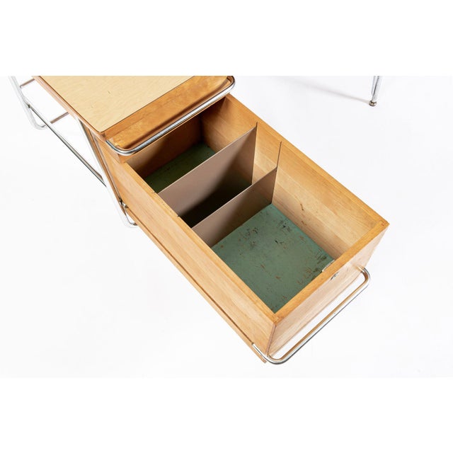Kem Weber Trimline Desk for Heywood Wakefield, Mid Century Modern Birch and Chrome Office Desk, 1950s For Sale - Image 11 of 16