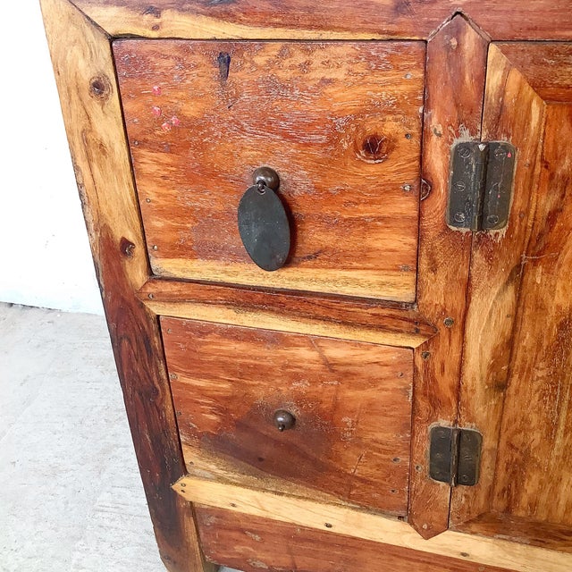 Antique Chinese Provincial Elmwood Cabinet With Iron Hardware For Sale - Image 10 of 12