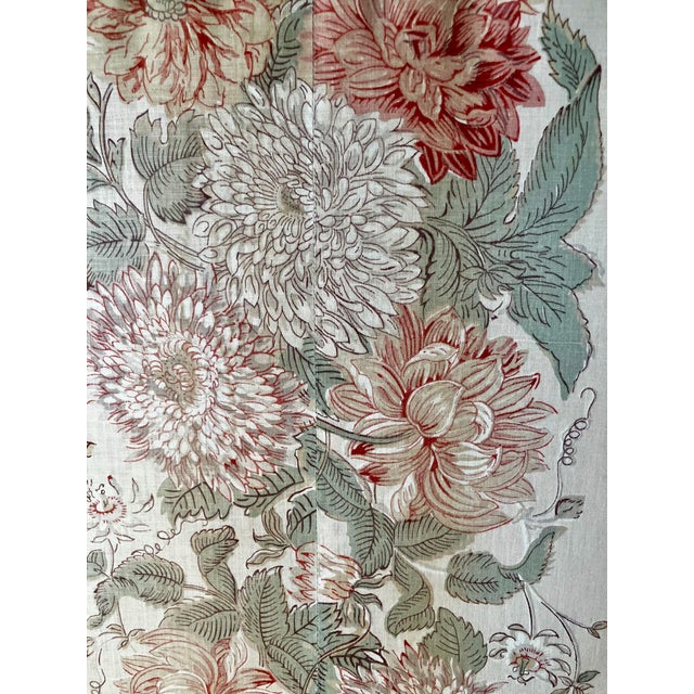 Victorian Antique Victorian Two-Panel Floral Fabric Folding Floor Screen With Finials For Sale - Image 3 of 18