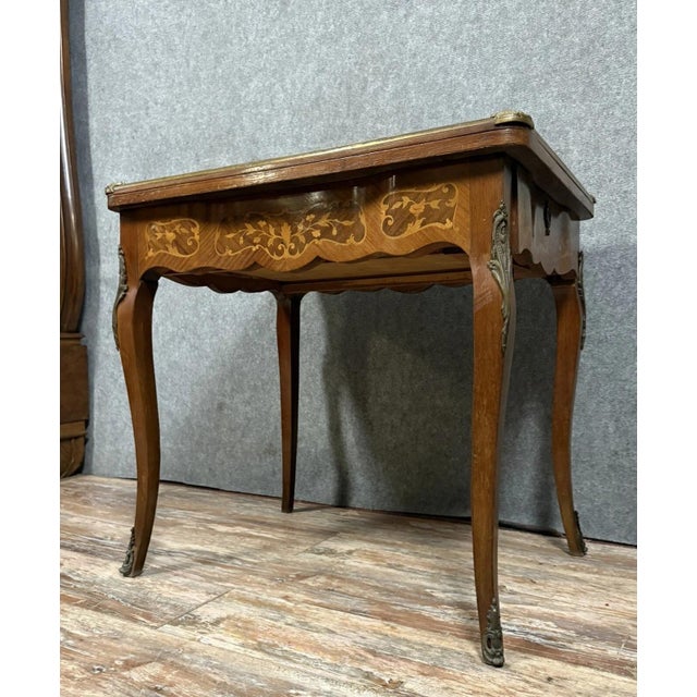 Louis XV Style Marquetry Game Table with Geometric Decoration, 1850s For Sale - Image 5 of 8