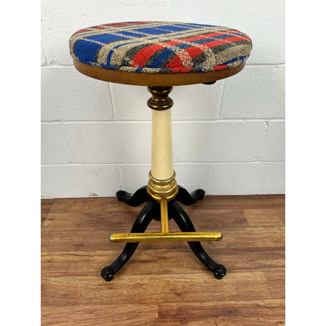 Vintage Drexel Furniture Et Cetera Mid Century Iron Base Stools - Set of 5 For Sale In Charlotte - Image 6 of 10