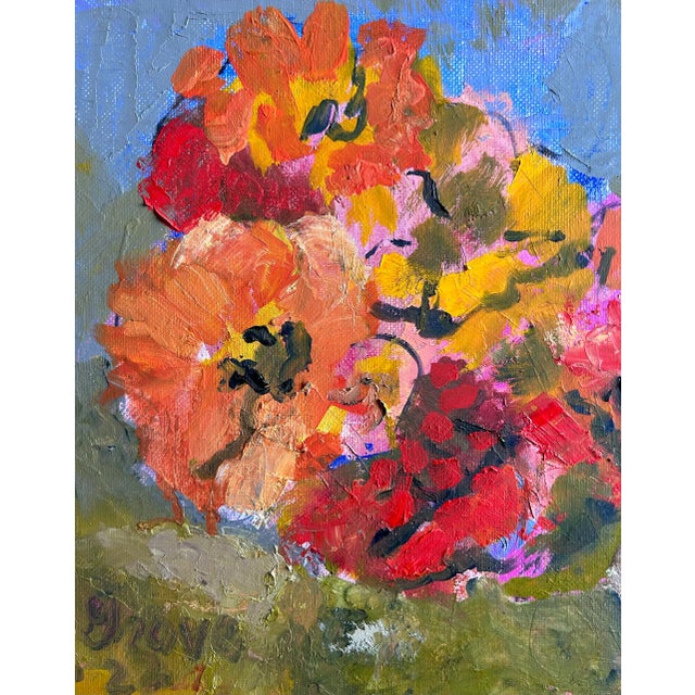 2020s Original Impressionist Oil Painting on Canvas of Floral Still Life by Margaret Grove For Sale - Image 5 of 7