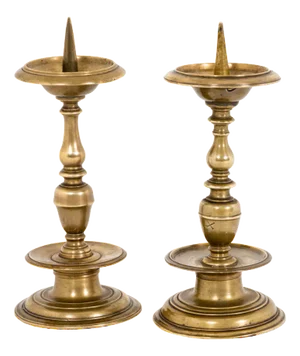 17th Century Brass Candlesticks , Set of 2
