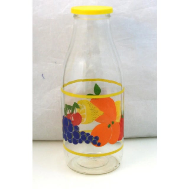 Yellow Vintage 1970s Jeannette Glass Colorful Fruit Lidded Quart Beverage Juice Bottle For Sale - Image 8 of 10