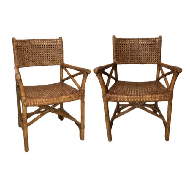 Description: 6 fully RESTORED McGuire Antalya rattan and laced leather chairs providing TIMELESS design. Your opportunity...