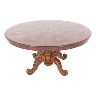 Victorian Revival Marquetry Inlay Centre Table with Quadrafoil Base, 1920s For Sale