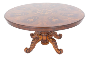 Victorian Revival Marquetry Inlay Centre Table with Quadrafoil Base, 1920s