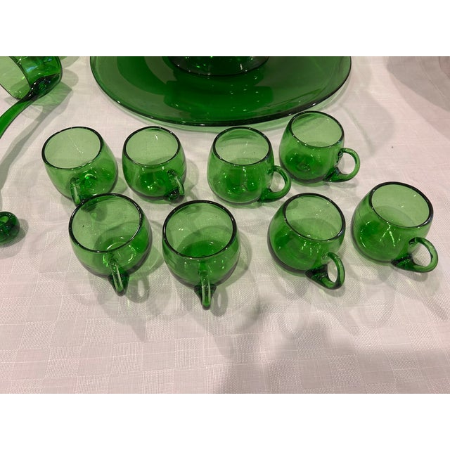 Mid-Century Modern 1950s Hand Blown Glass Punch Bowl Set - 19pcs For Sale - Image 3 of 4