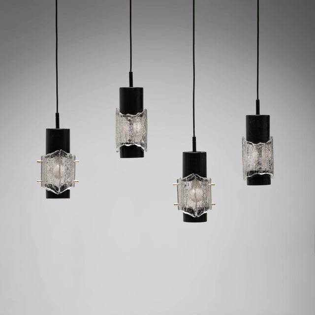 Scandinavian Ice Glass Pendant, 1960s, Set of 4 For Sale - Image 3 of 11