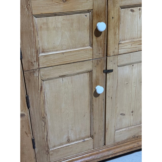 Antique Pine Cupboard With Porcelain Knobs From England For Sale - Image 9 of 18