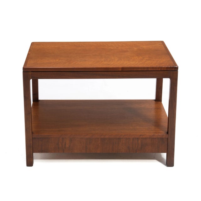 A single Jack Cartwright for Founders Furniture night stand or end table. One lower ingle rawer with a nicely book matched...