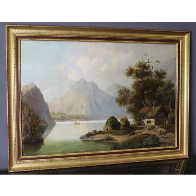 Mountain Landscape, 1800s, Oil on Canvas, Framed For Sale - Image 11 of 13