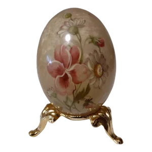 Mid 20th Century Italian Alabaster Flowered Egg