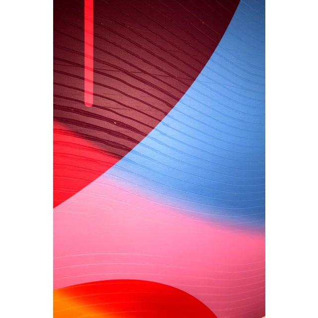 Contemporary Abstract Matte Gel Applied on Fine Art Digital Printed Canvas "Orpiment Fuchsia Électrique # Antiseptique" by Jerome Tham Vo My For Sale - Image 4 of 4