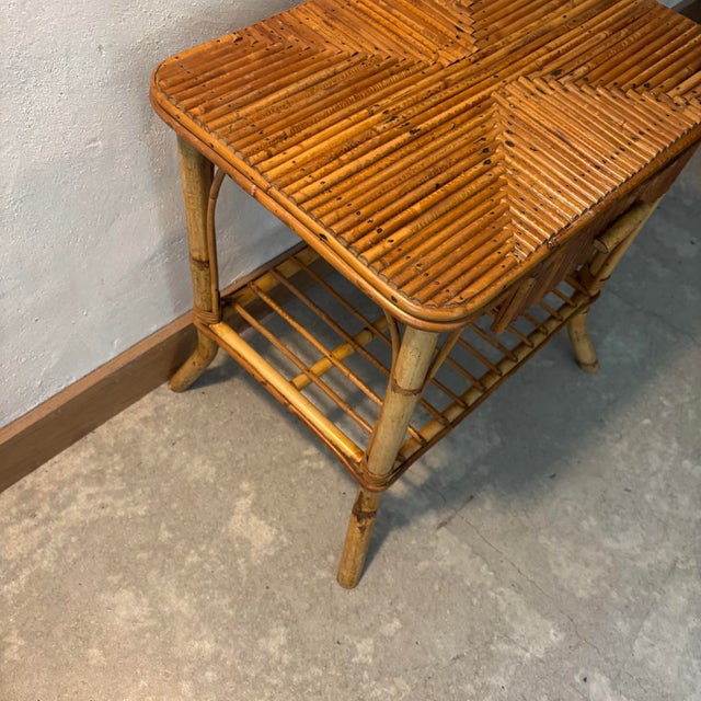 Bedside Table in Rattan, in Very Good conditions. Designed 1960 to 1969