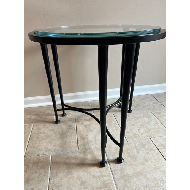 2020s Baker Classico End Table, Blackened Bronze, Thick Glass Top, Baa3451 For Sale - Image 5 of 16