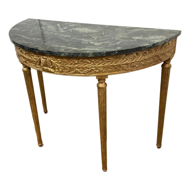 Burton Ching Giltwood Console Table With Marble Top For Sale