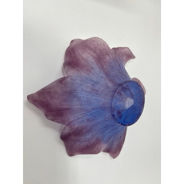 Daum France Amaryllis Amethyst Pate De Verre Crystal Vide-Poche Bowl Signed in Original Box For Sale - Image 13 of 14