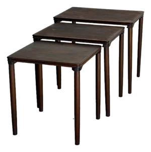 Rosewood Stacking Nesting Tables Three Piece Set Denmark Vintage 1960s