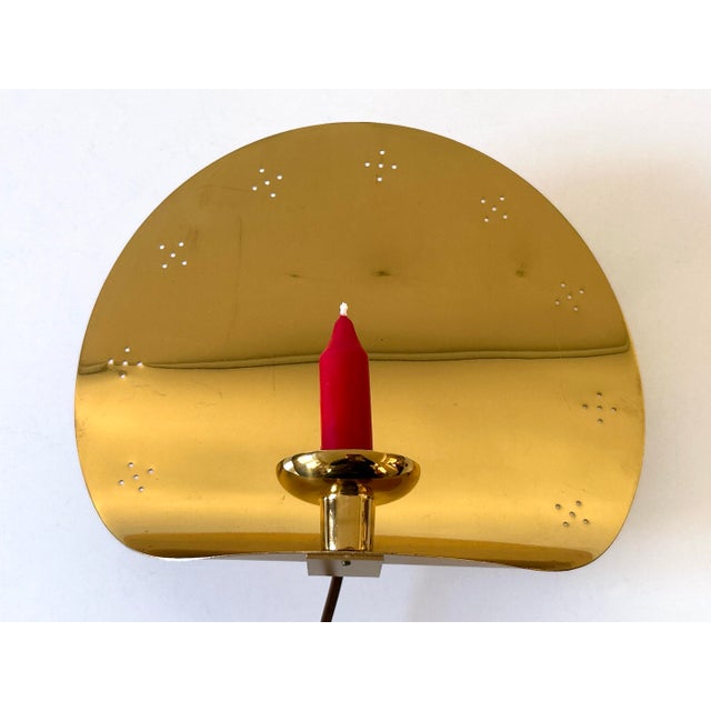 1970s Mid-Century Brass Sconce with Candleholder from Boréns Borås, Sweden, 1970s For Sale - Image 5 of 18