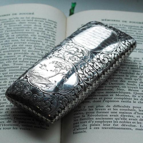 Antique Victorian Engraved Silver Cigar Case by Nathaniel Mills, 1840s For Sale - Image 17 of 18