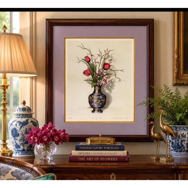 Bring timeless elegance to your collection with this beautifully framed limited edition hand-colored etching by acclaimed...