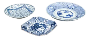 Japanese Blue & White Porcelain Bowls, 3