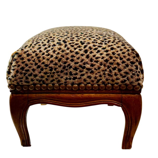 Gold 19th Century French Fruitwood Bench Upholstered in Scalamandré Cheetah Silk Velvet For Sale - Image 8 of 8