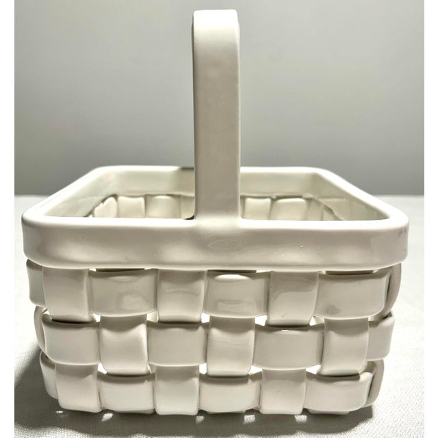 Mid-Century Modern 20th C. MCM Italian Gump's Woven Porcelain Basket For Sale - Image 3 of 7