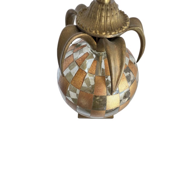 Metal Mid-Century Modern Style Bronze Brass & Glass Decorative Orb For Sale - Image 7 of 8