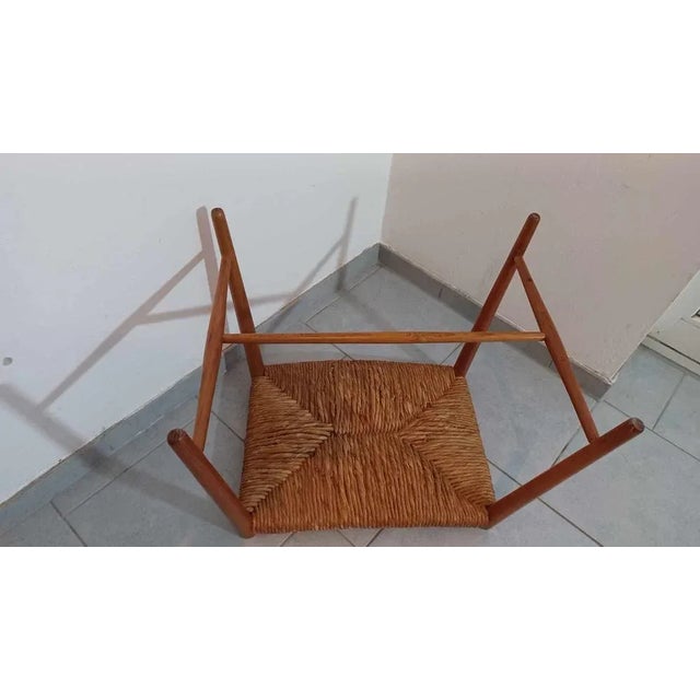 Mid-Century Modern Stool in Straw and Wood, 1960s For Sale - Image 3 of 12
