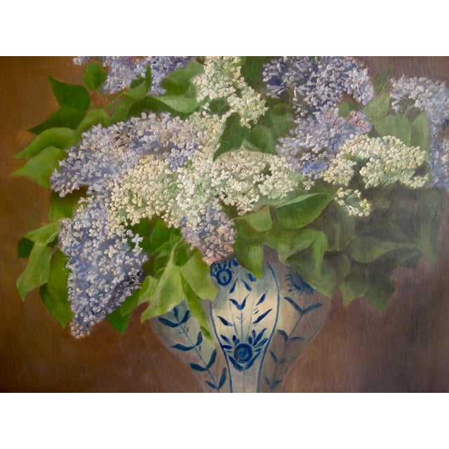 Still Life Glycine in a Vase Oil Painting 19th Century, Framed For Sale - Image 10 of 12