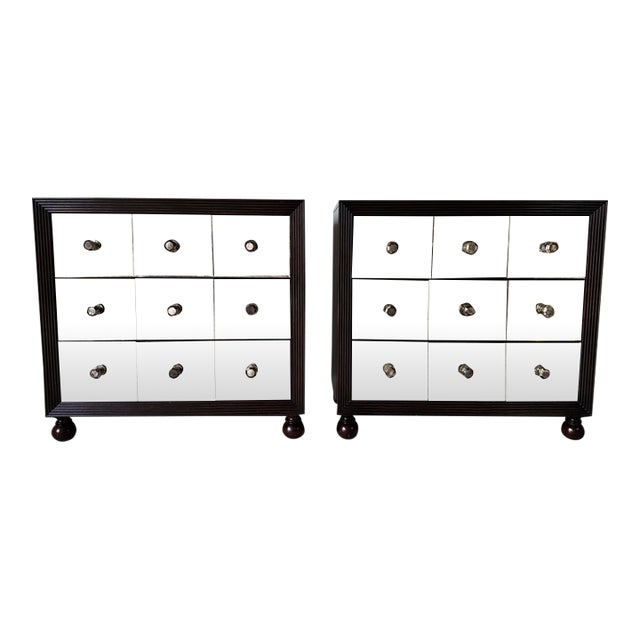 Tommy Bahama Royal Kahala Starlight Mirrored Three-Drawer Nightstands – A Pair For Sale