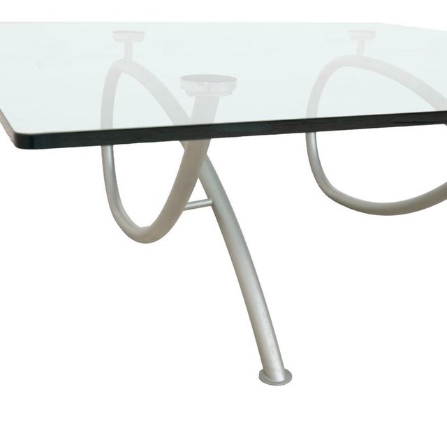Modern Glass and Silver Metal Coffee Table from Rolf Benz For Sale - Image 3 of 10