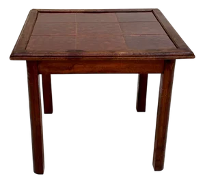 Art Deco Square Side Table in Walnut & Ceramic Tiles from Villeroy & Boch Dänischburg, Germany, 1920s