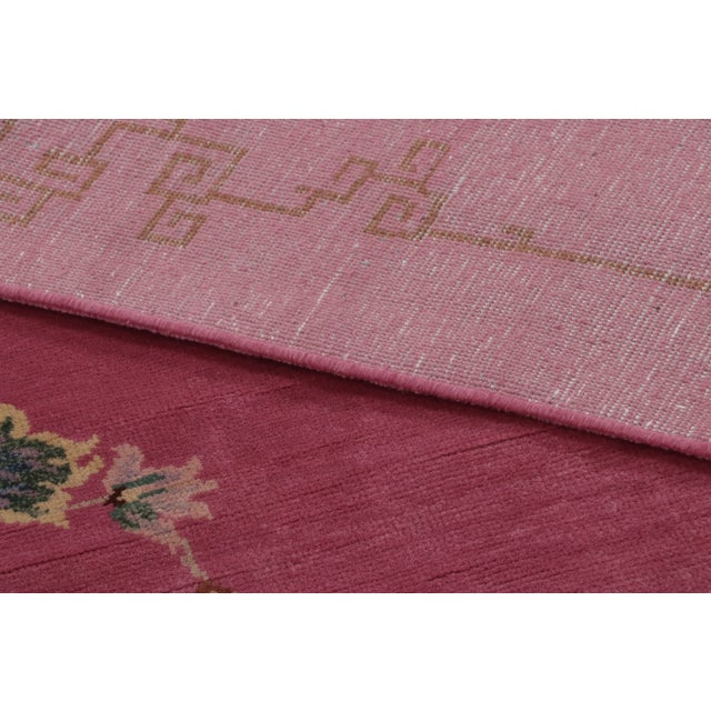 Textile Contemporary Chinese Art Deco Style Floral Pink & Cream Wool Rug by Rug & Kilim, India For Sale - Image 7 of 9