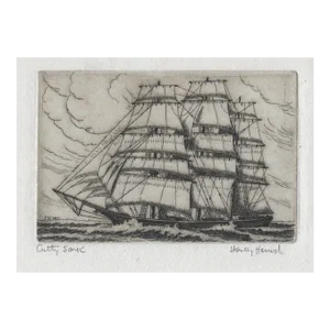 1925 Stanley Harrod Cutty Sark Sailing Etching