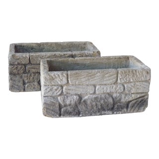 Vintage Concrete Planters - a Pair For Sale