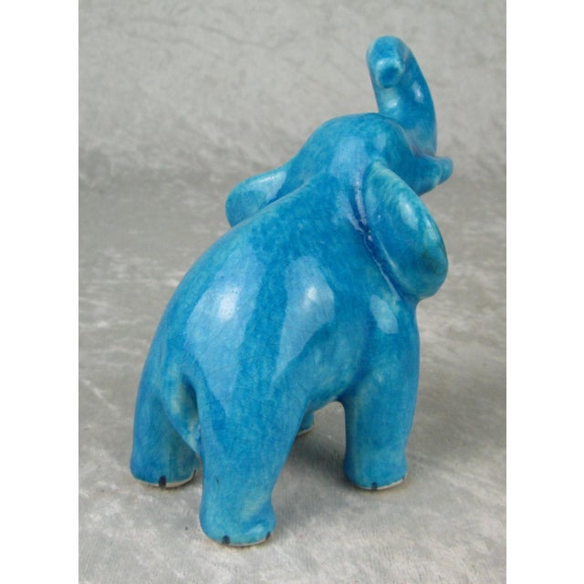 Mid-Century Modern Early 20th Century Max Laeuger Karlsruhe Majolika Turquoise Pottery Elephant Figurine For Sale - Image 3 of 12