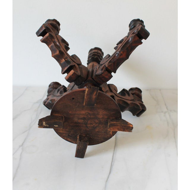 Rustic Spanish Revival Style Carved Wood Five Arm Candelabra For Sale - Image 12 of 12