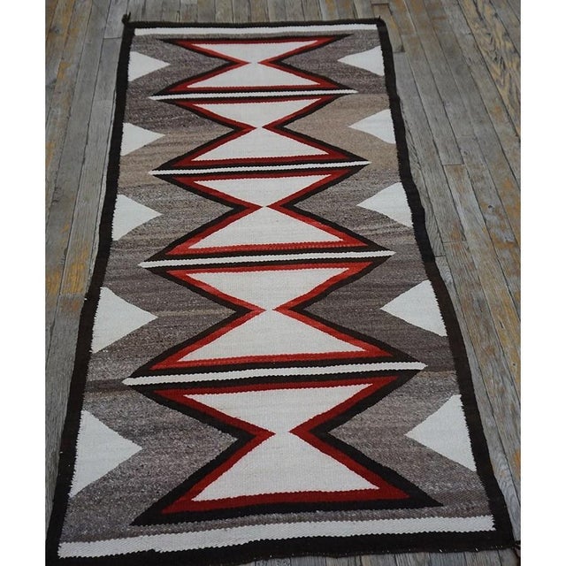 1920s Small Gray Antique Tribal Geometric Native American Navajo Flat Weave Rug For Sale - Image 4 of 11