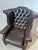 Vintage Brown Leather Wingback Armchair For Sale - Image 3 of 6