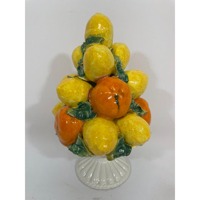 Farmhouse Mid 20th Century Petite Italian Lemons and Oranges Ceramic Topiary For Sale - Image 3 of 16
