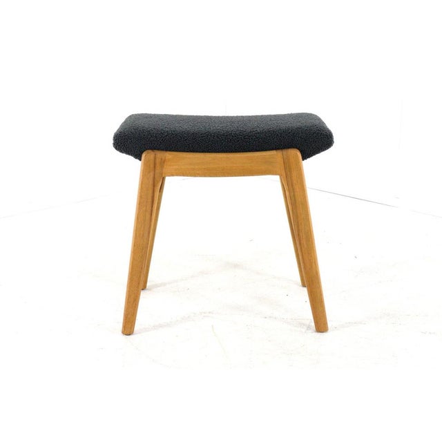 Gray Vintage Ottoman in Solid Wood and Fabric For Sale - Image 8 of 11