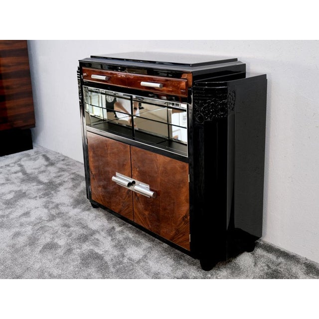 1930s Art Deco Buffet with Mirrored Shelf Compartment, 1930s For Sale - Image 5 of 17