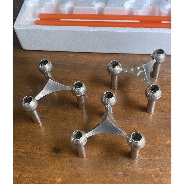 Vintage S22 Candlesticks and Adjustable Candles by Nagel, 1970s, Set of 3 For Sale - Image 6 of 18