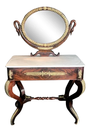 19th Century French Empire Neoclassical Mahogany Dressing Table Vanity
