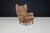 Architectural Art Deco wingback chair from Prague, circa 1940s, preserved in fully original condition with sculptural...