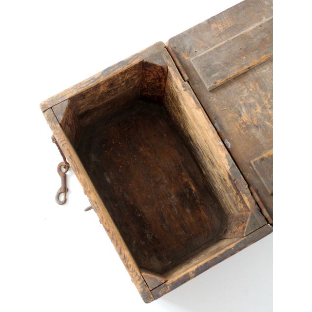 Antique Primitive Industrial Wood Storage Box For Sale - Image 13 of 16