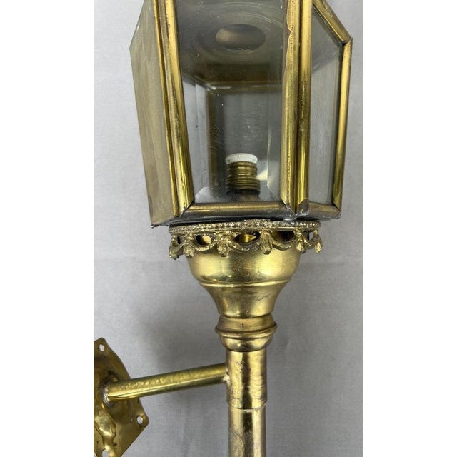 Antique French Glass Lantern Wall Sconces, Set of 2 For Sale - Image 5 of 14